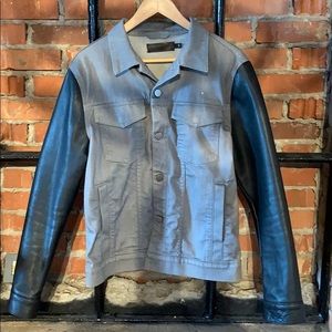J Brand Denim Jacket with Leather Sleeves